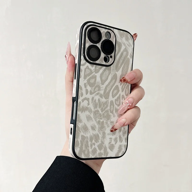 Fashion Leopard Fur Leather Phone Case for iPhone 11 12 13 14 15 16 Pro Max Plus 16plus 15plus Panther shockproof Cover