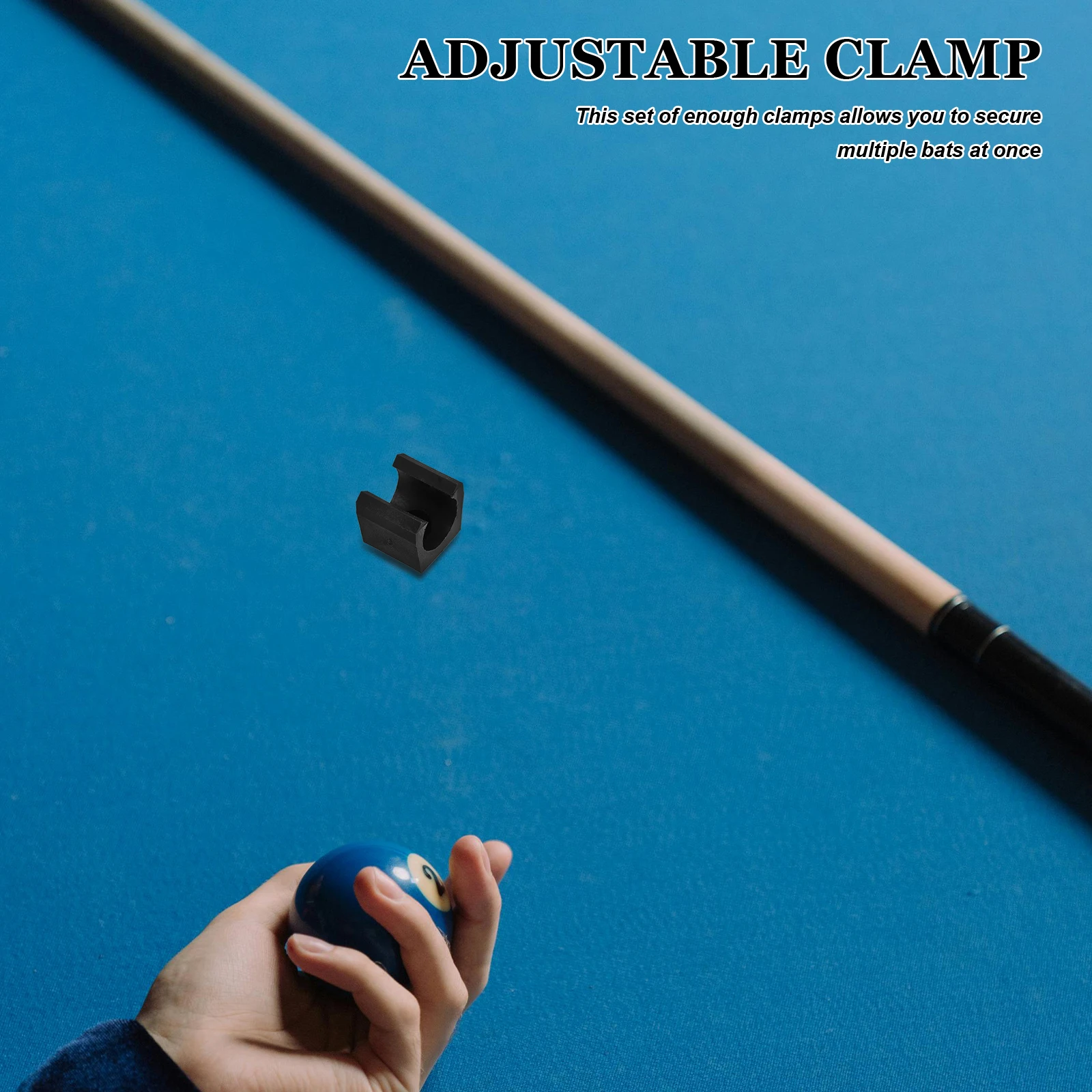 

15pcs Wall Mounted Billiard Cue Holder Pool Stick Rack Fishing Rod Clamp Plastic Leaner Pole Clip Adjustable Width Soft Rubber