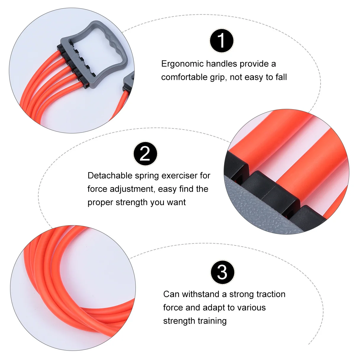 

Detachable Chest Expander Spring Exerciser Adjustable Pectoral Muscle Training Equipment Ergonomic Handles for Home Office