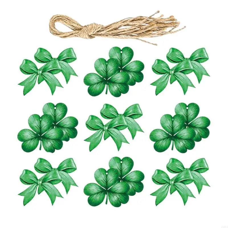  18pcs Patricks Day Decorative Shamrock Gift Tagged Ornaments for Home and Party