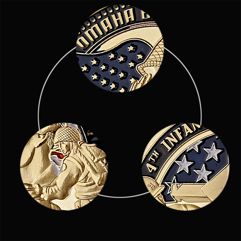 1944.6.6 Infantry Ivy Div US Army Challenge Coins Gold Utah D-Day Collectible Coins with Protect Coin Capsule - view 6