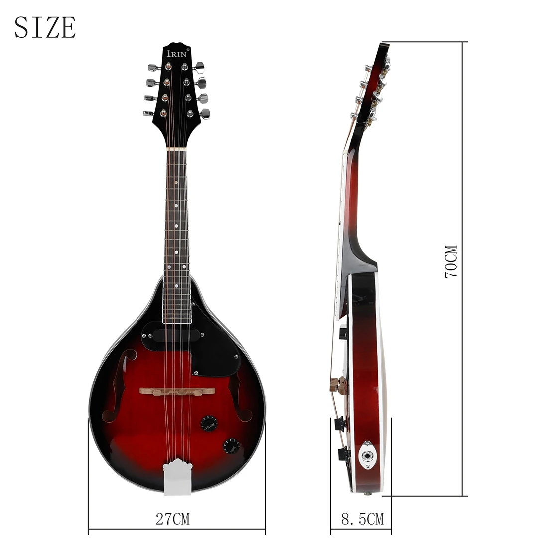 A-Style Mandolin Acoustic-Electric 8-String Rosewood Mandolin Rich Tone Ergonomic Design for Beginners Ideal for Folk&Bluegrass