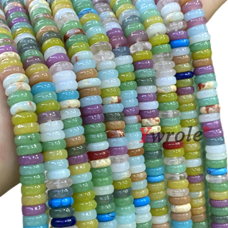 2x6MM Loose Spacer Beads Natural Chalcedony Light Colorful Flat Round Wheels Stone for Jewelry Making Diy Bracelet Accessories