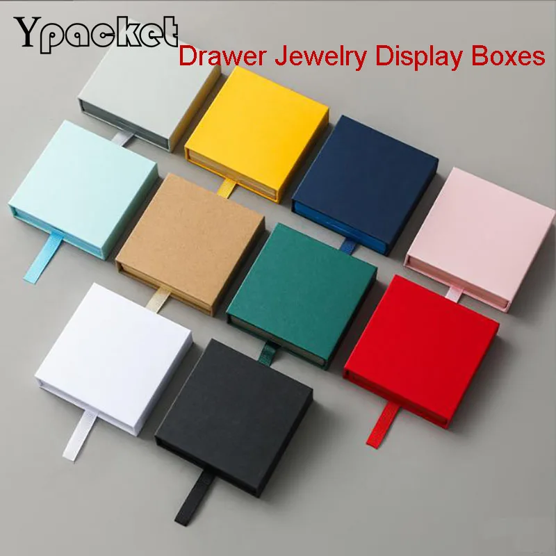 

PE Film Jewelry Storage Box Travel Earrings Ring Bracelet Organizer Gift Box Paper Drawer Anti-oxidation Jewelry Packaging Box