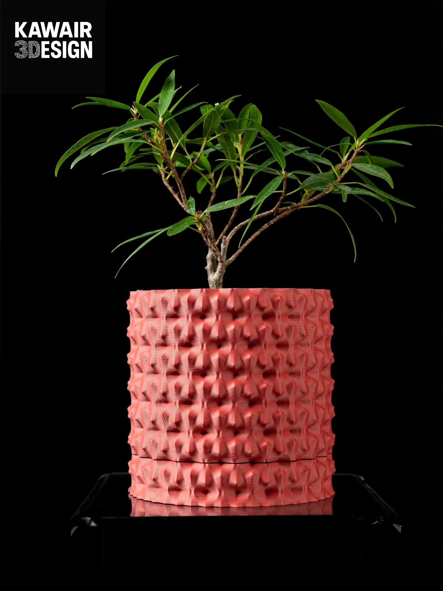 3D Printed Flower Pot Square Shape Line Texture Rhombus Detail Home Decor Sustainable pots for plants
