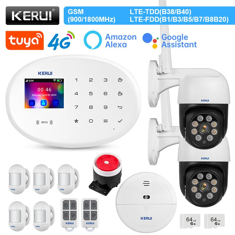 

KERUI W204 Tuya Smart 4G GSM WIFI Alarm Wireless Alarm Home SystemSupport Alexa Burglar RFID Motion Sensor Detector IP Camera