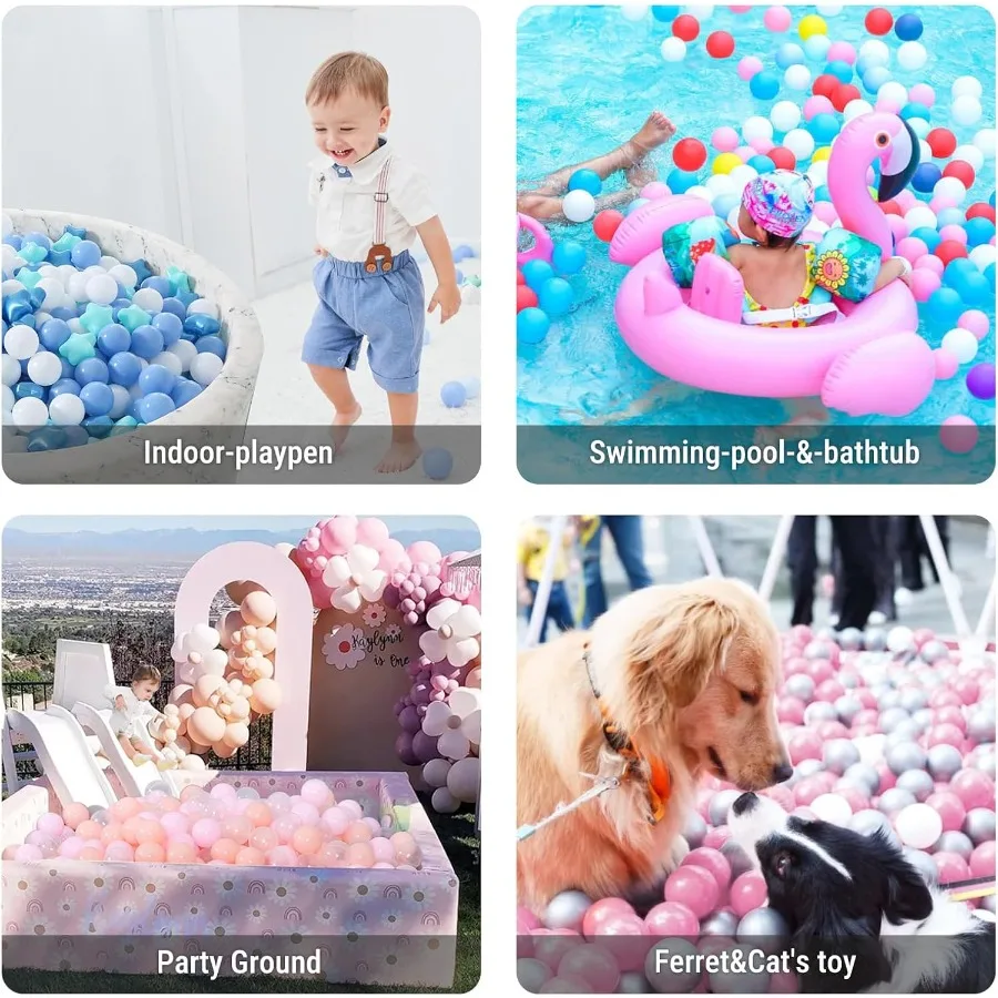 ボールピット用ボール 200個 ブルー スターと丸いボール 耐圧プラスチック製のおもちゃのボール 誕生日パーティー プール用スター