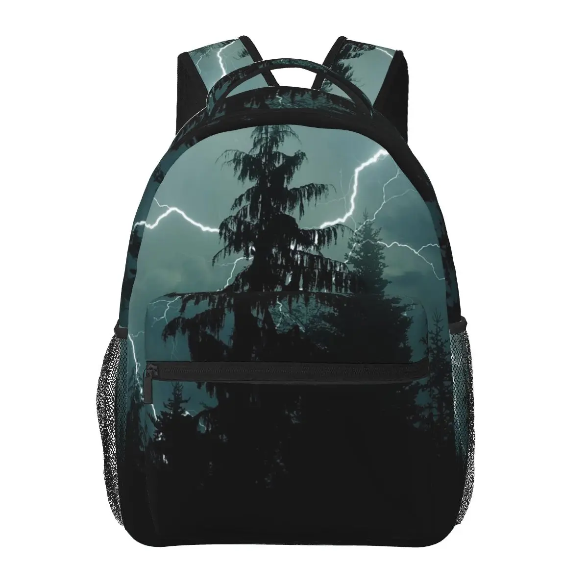 

Lightning Forest Cabin Pine Tree And Lightning Student Backpack School Bag Hiking Travel Daypack Bookbag Shoulder Bags