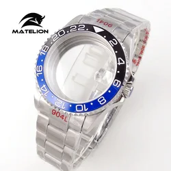 Matelion-スチールブレスレット時計ケース,スライドバックル付き,サブケース,nh35,nh34,gmt,eta 2824,pt5000,20気圧ダイビング,40mm