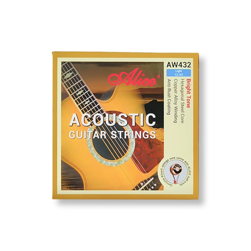 Alice Acoustic Guitar Strings AW432 .011-.052/ .012-.053 Copper Alloy Winding Standard Anti-Rust Coating Guitar Accessories