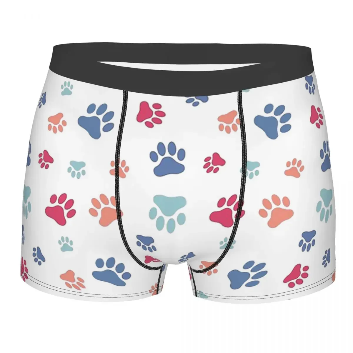 Animal Lover Pet Colorful Paw Print Pattern Face Animal Underpants Homme Panties Man Underwear Sexy Shorts Boxer Briefs