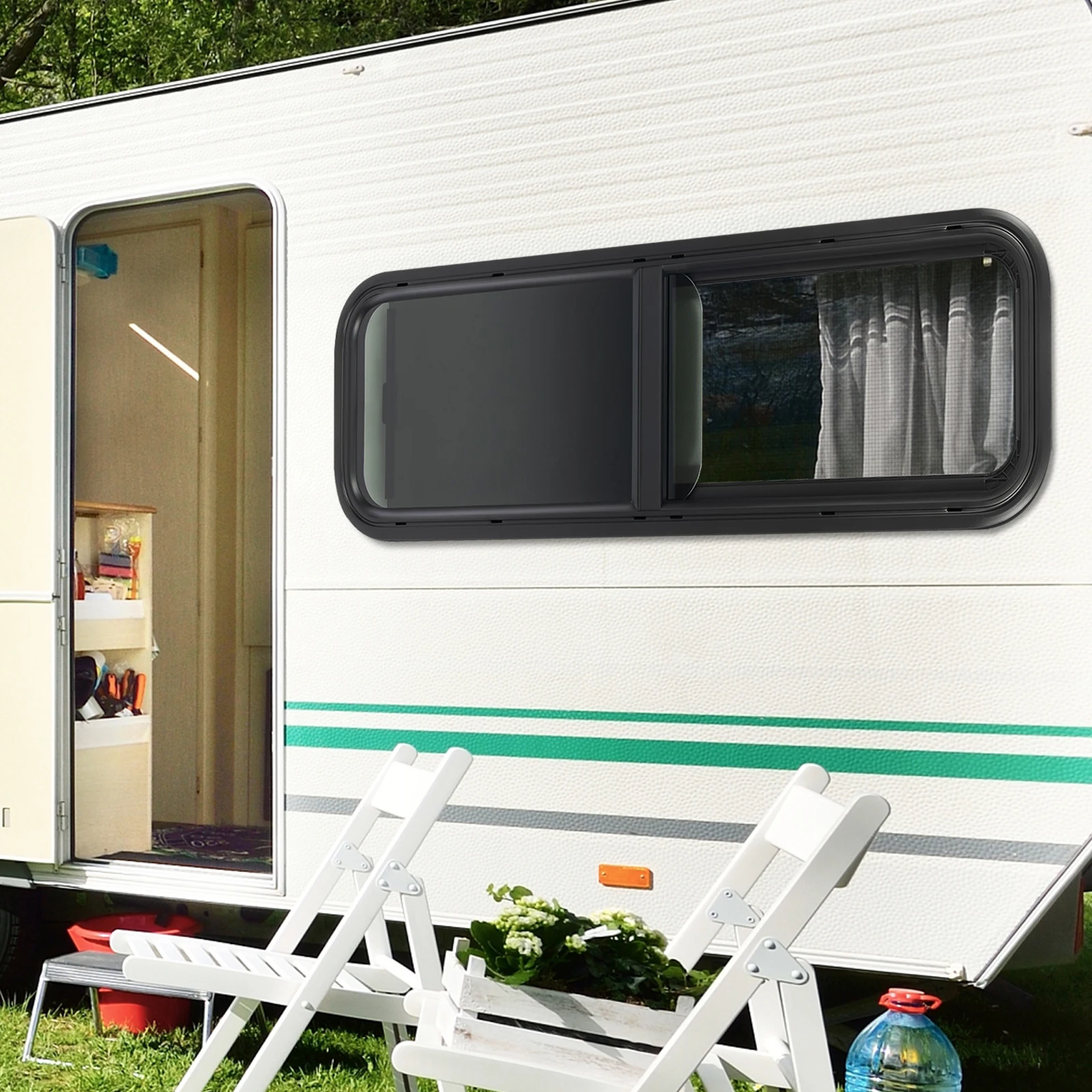 نافذة RV لمقطورة الدمعة العالمي RV تركيب جانبي تهوية الخصوصية يناسب 2-6 مللي متر 48-55 مللي متر سمك الصفائح المعدنية