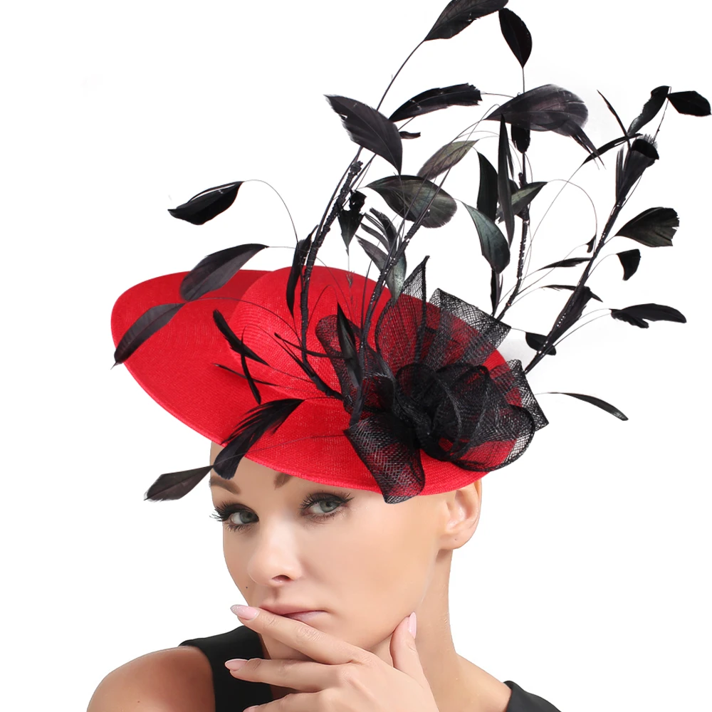 Women Bride Wedding 30CM Big Top Hat Fascinators Flower Hair Accessories Ladies Cocktail Party Chapeau Cap Formal Headpiece