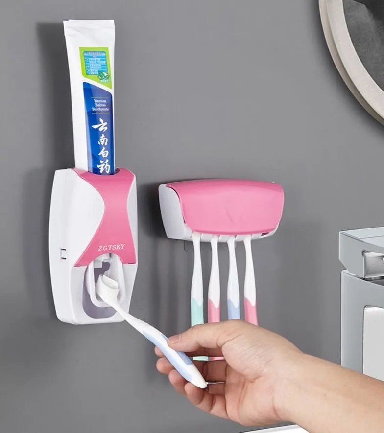 Distributeur automatique de dentifrice mural, porte-brosse à dents anti-poussière, rangement mural, ensemble d'accessoires T1, presse-agrumes