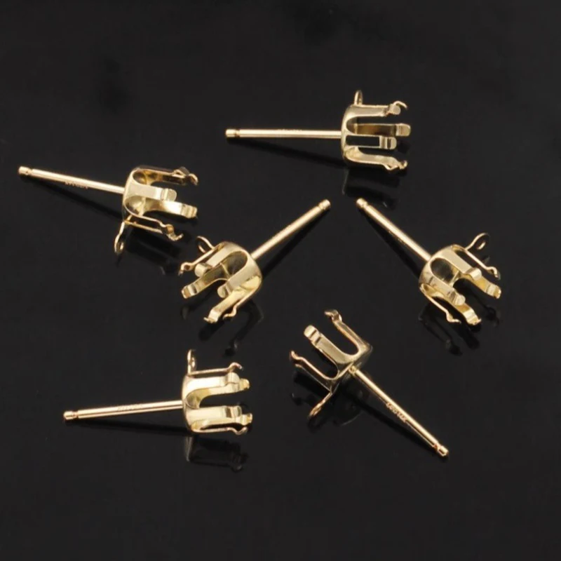 14 Karat Gold gefüllt 6 Zinken Druckknopf Ohrring Post Ohrring Großhandel für Schmuck herstellung DIY Ohrringe Zubehör 5/6mm – Detail 13