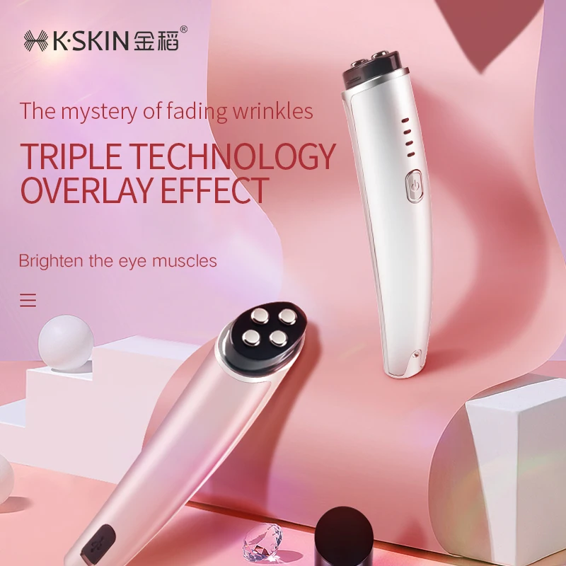 KSKIN LED Red Light Eye Massager Vibration Wrinkle Anti-Ageing Eye Massage Dark Circle Removal EMS Beauty Face Eye Care Pen