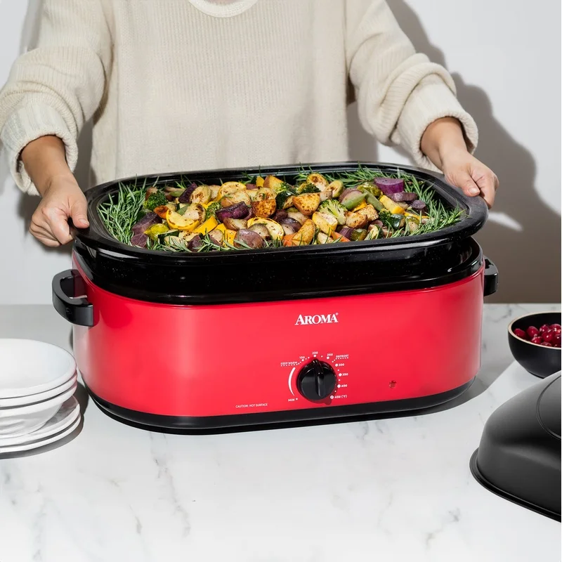 전기 로스터 오븐 18Qt 하이 돔 뚜껑 느린 요리 베이킹 로스트 온도 조절 간편한 청소 스테인레스 스틸 랙 24lb 터키