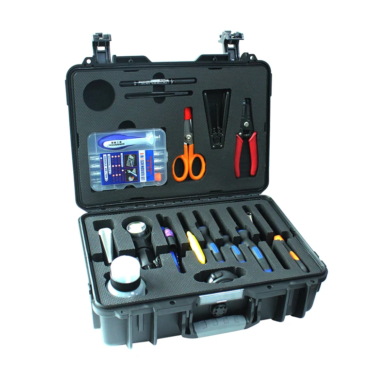 18-in-1 Fiber Optic Toolkits Professional Quality Hand Tools 18 Pieces Optical Fiber Equipment Termination Toolkit