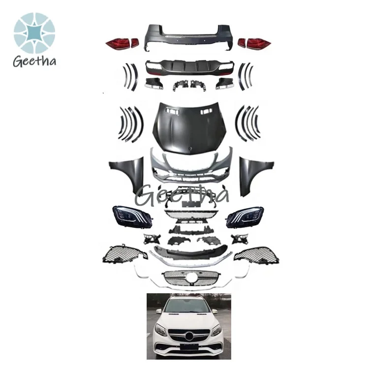 

For ML-Class W166 To GLE W166 Maybach Style Body Kit Bumper Headlights Tail Lights Hood Body Kits for Mercedes-Benz ML166 2012-2