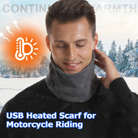 ‌USB Heated Scarf for Motorcycle Riding 3 Temperature Control Fleece Electric Heating Neck Warmer 1s Fast Heating Neck Wrap