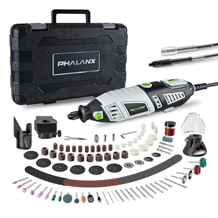 

180W Rotary Tool Kit, 1.5-Amp 6 Variable Speed with Flex Shaft, 8000-35000RPM Multi-and Accessories Kit, Power Multiuse Set Pre