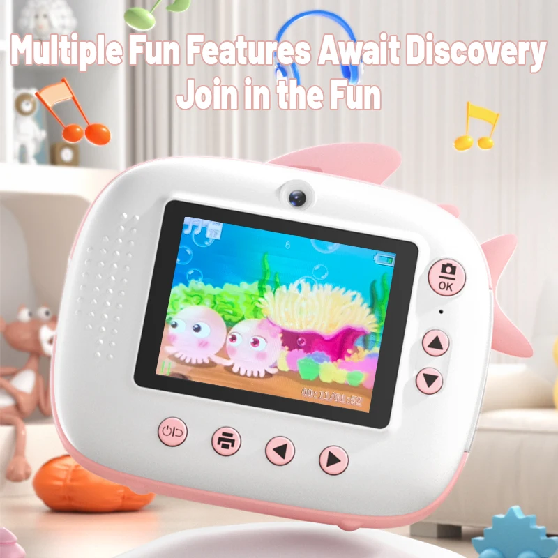 Aparat cyfrowy dla dzieci 720P 1080P HD Zabawki Natychmiastowy nadruk dla dzieci Aparat termiczny Natychmiastowy nadruk Zdjęcie Wideo Chłopcy Dziewczynki Prezent