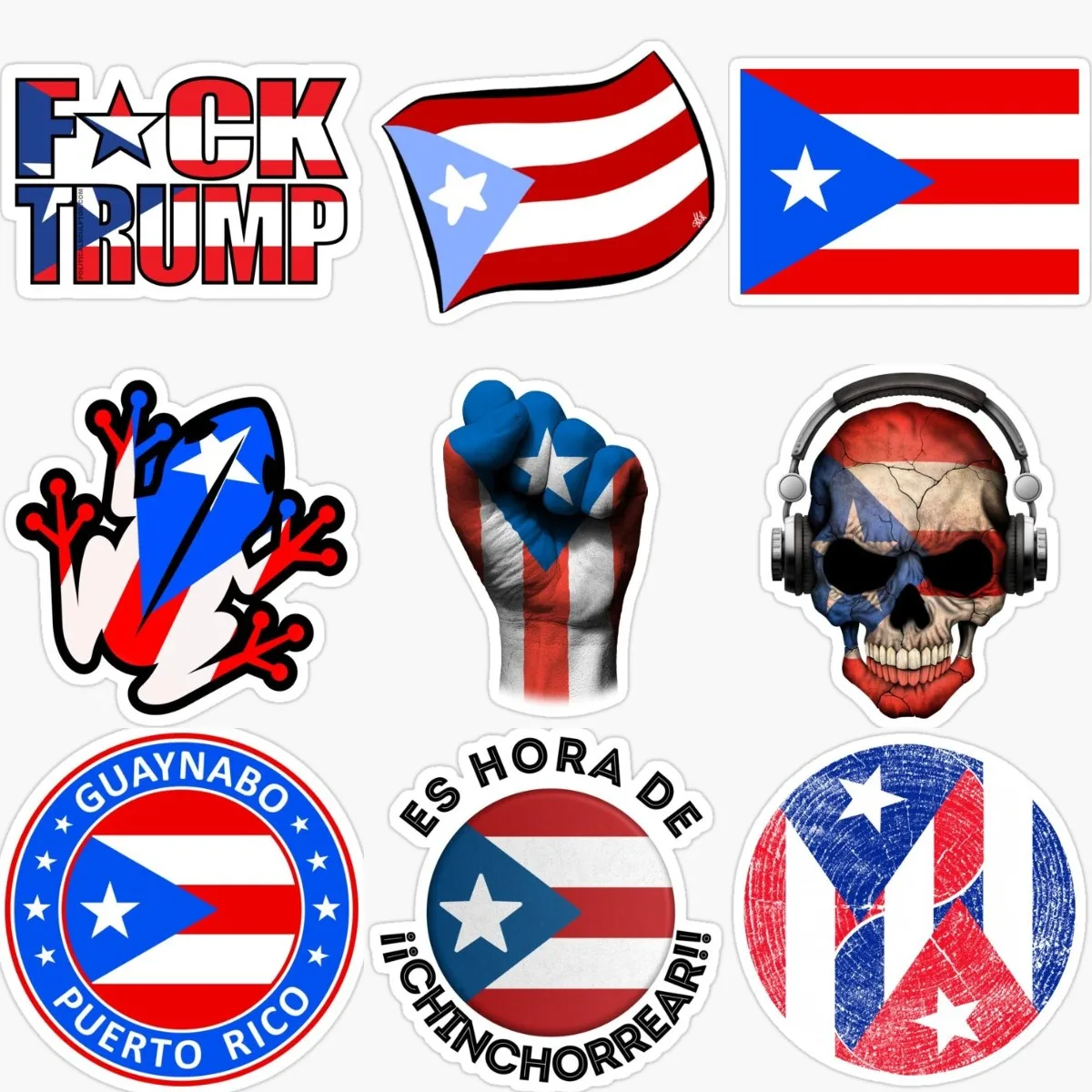 Creative Puerto Rico PR Flag Emblem Frog PVC Waterproof Stickers for Decorate Car Wall Room Van Table Motorcycle Off-road