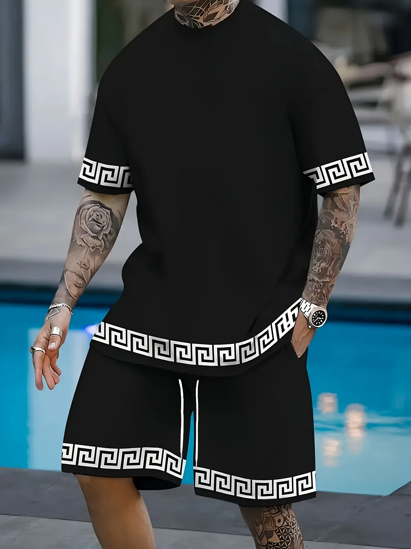

The new men's set for summer 2025 with 3D letter prints is casual fashionable comfortable soft breathable and simple