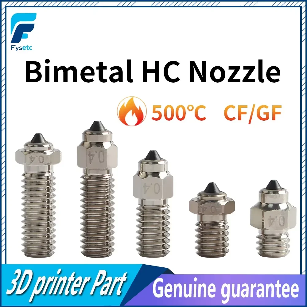 

FYSETC DLC Hardened Steel & Copper Bimetal HC Nozzle For V6 / Volcano /Mk8 Hotend Neptune4 K1 Nozzle Wear Resistant 3D Printer