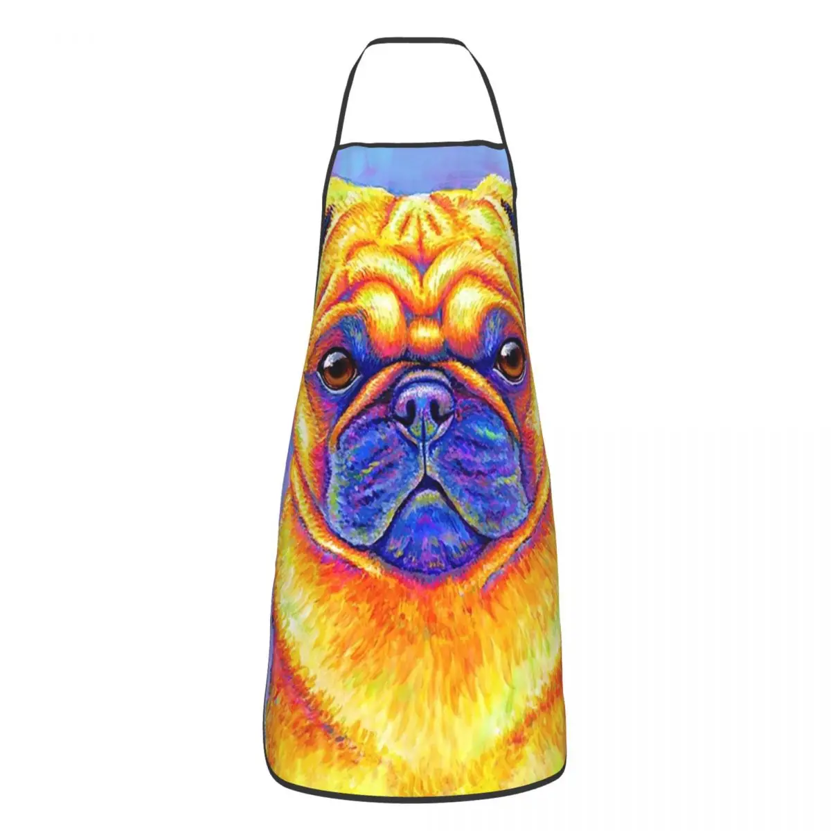 Colorful Rainbow Pug Dog Aprons Chef Cooking Cuisine Tablier Waterproof Bib Kitchen Cleaning Pinafore for Women Men Gardening