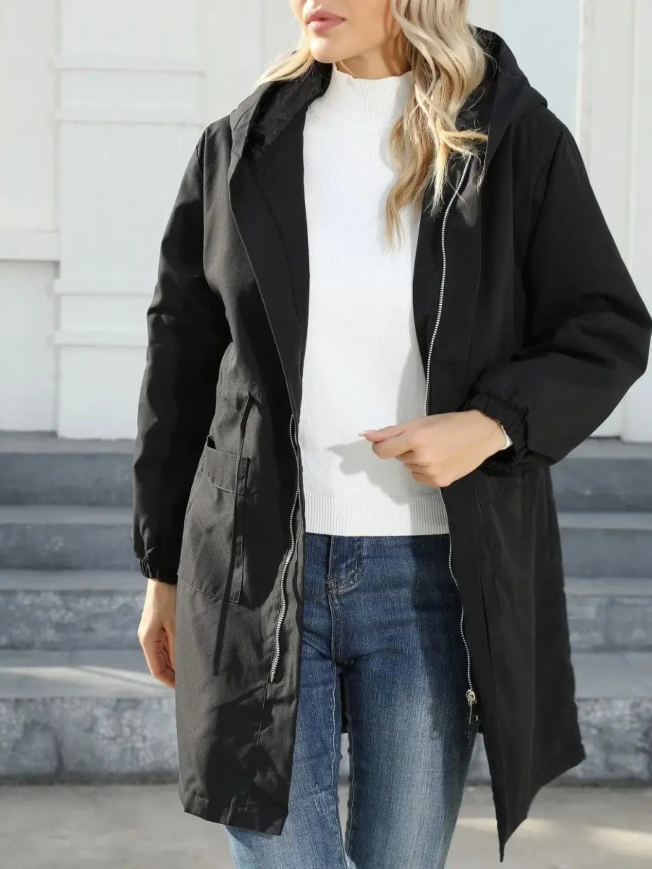 

Autumn Winter New Fashion Women’s Solid Color Simple Basic Casual Trendy Velvet Hooded Jackets Female Clothes Trenches Coats