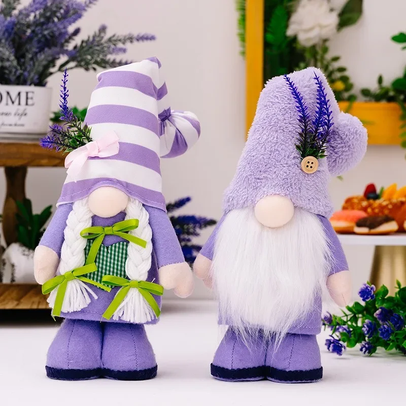 Mother's Day Rudolf Standing Doll Desktop Decoration Spring Purple Lavender Goblin Decoration