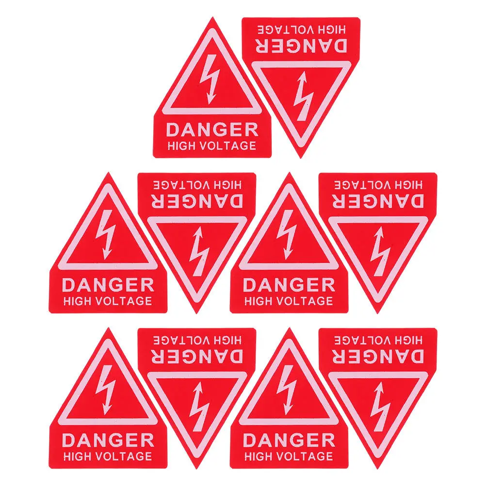 10Pcs Caution Stickers High Voltage Warning Signs Self-Adhesive Electrical Hazard Labels for Safety Signs