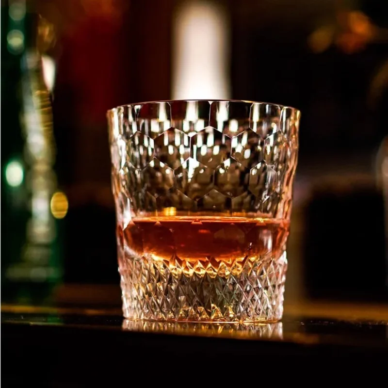 Honeycomb EDO Crystal Cup Japanese Birthday Gift Wine Glass Handmade Carving Whiskey Tumbler Chivas Brandy Snifter With Wood Box