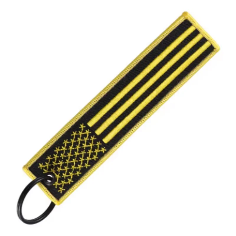 Fashion Personalized Motorcycle Cars Keychain Embroidery Flag Keyring For Scooters, Cars, Aviation Gifts Key Tag