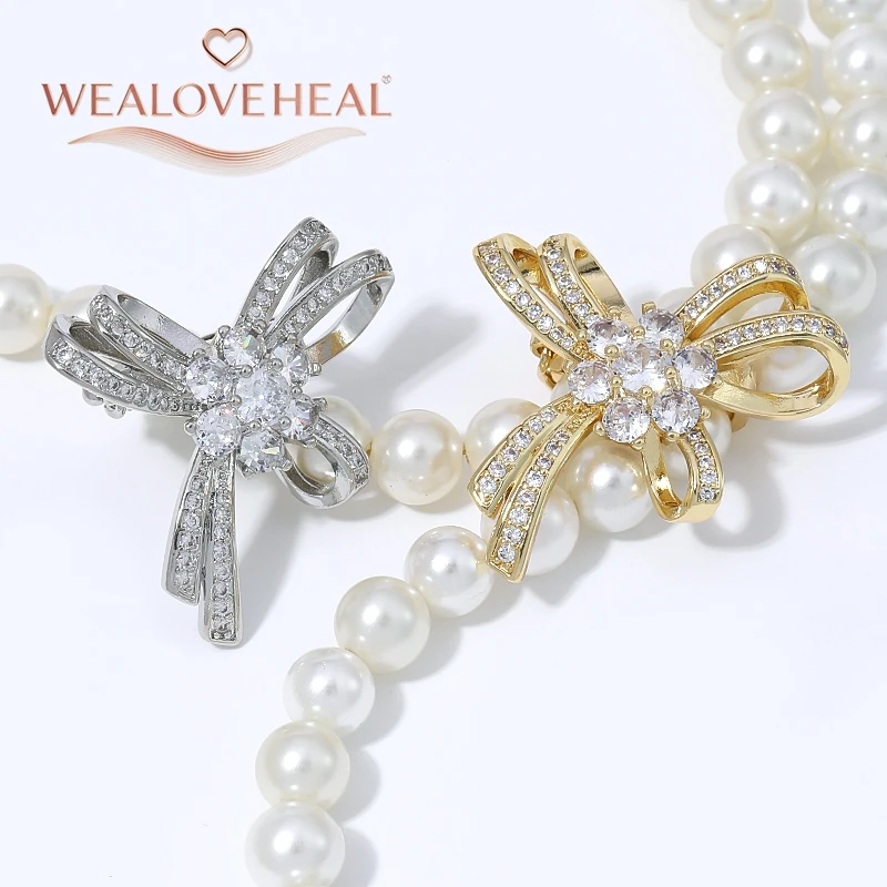 verschluss schmuck, schmuckherstellung zubehör, 18K Vergoldeter Messing-Doppelreihen-Perlenverschluss, Micro-Pavé-CZ-Schmetterlingsknoten-Clip-Verbinder für DIY-Schmuckherstellung – Detail 15
