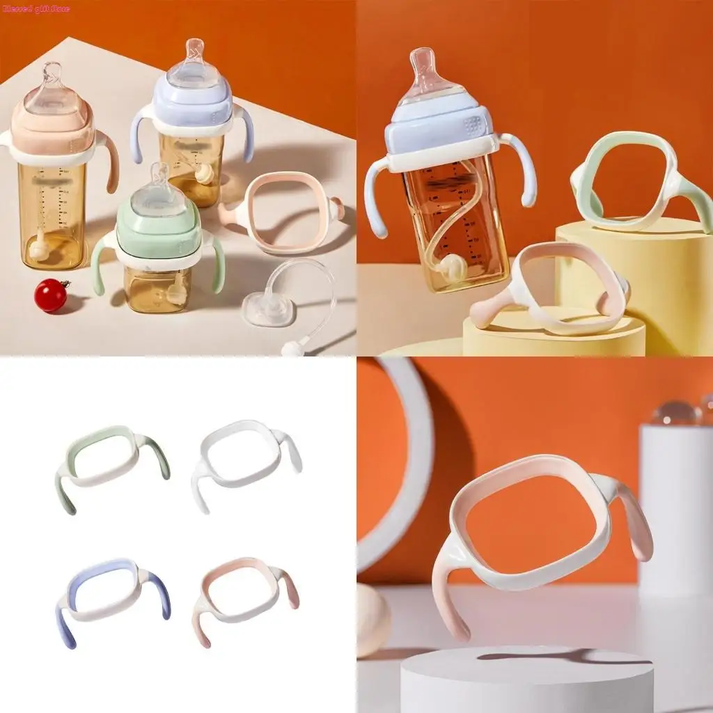 

D0JC Milk Bottle Handle Baby Bottle Square Handle Silicone Handle for Glass Bottles Easy Grasp for Baby