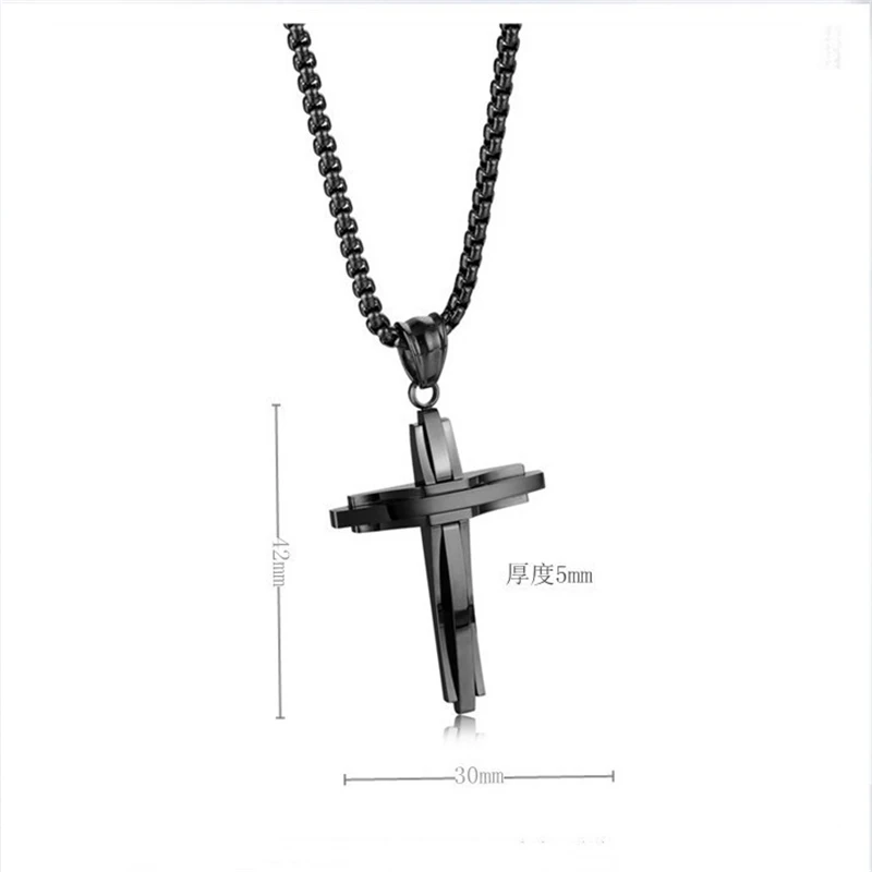Male Black Plated St Peter's Inverted Cross Pendant Necklace for Men Sanctus Petrus Jewelry