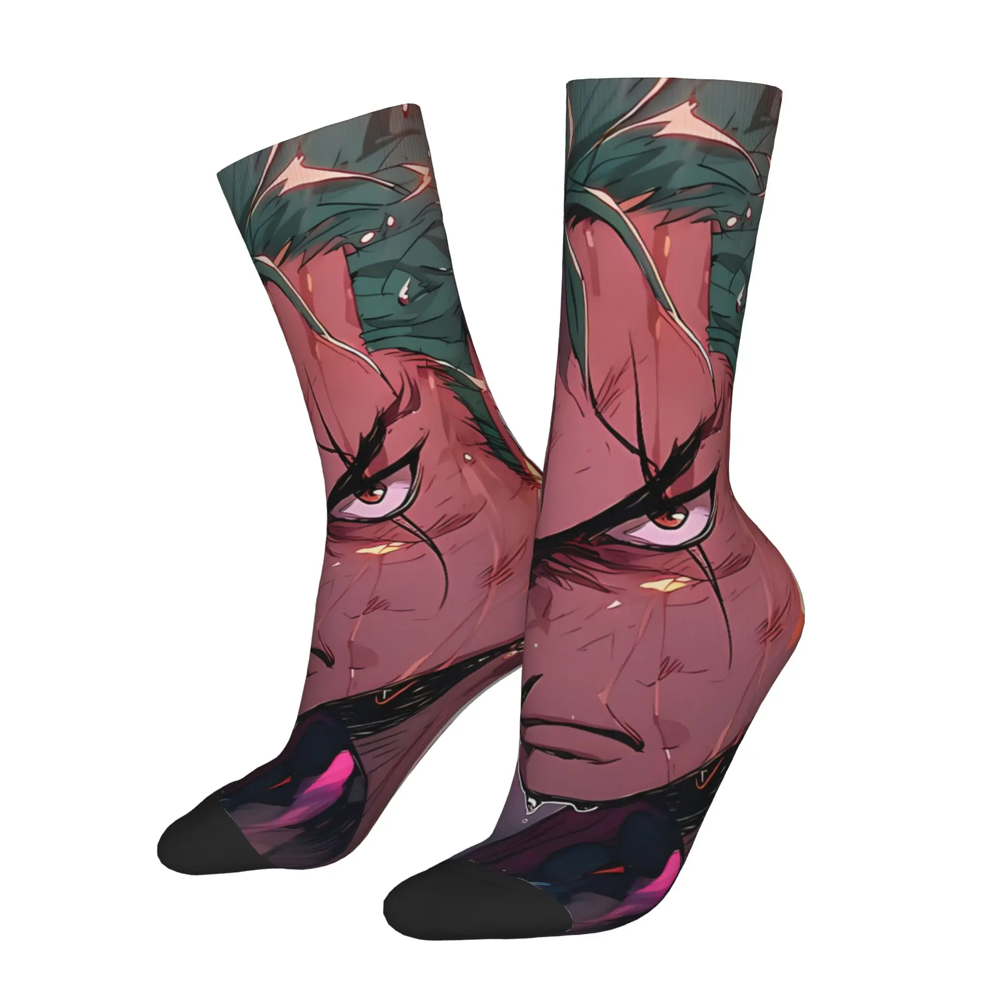 

1 Pair Funny Sock One Piece Zoro With Digital Illustrations Harajuku Quality Pattern Printed Men Socks Novelty Men's Socks