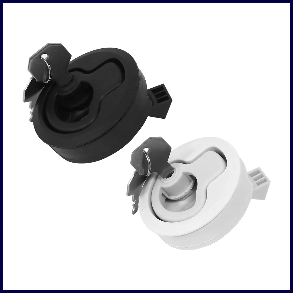 

Boat 2" White/Black Nylon Deck Hatch Flush Mount Pull Slam Latch With Key Turning Lock Boat Accessories Marine Hardware