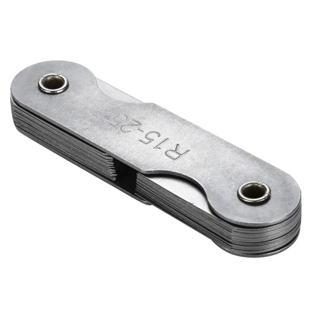 Stainless Steel Radius Fillet Gauge R15-25MM 32 Plates Stainless Steel Gauge External Internal Concave Convex Portable Design