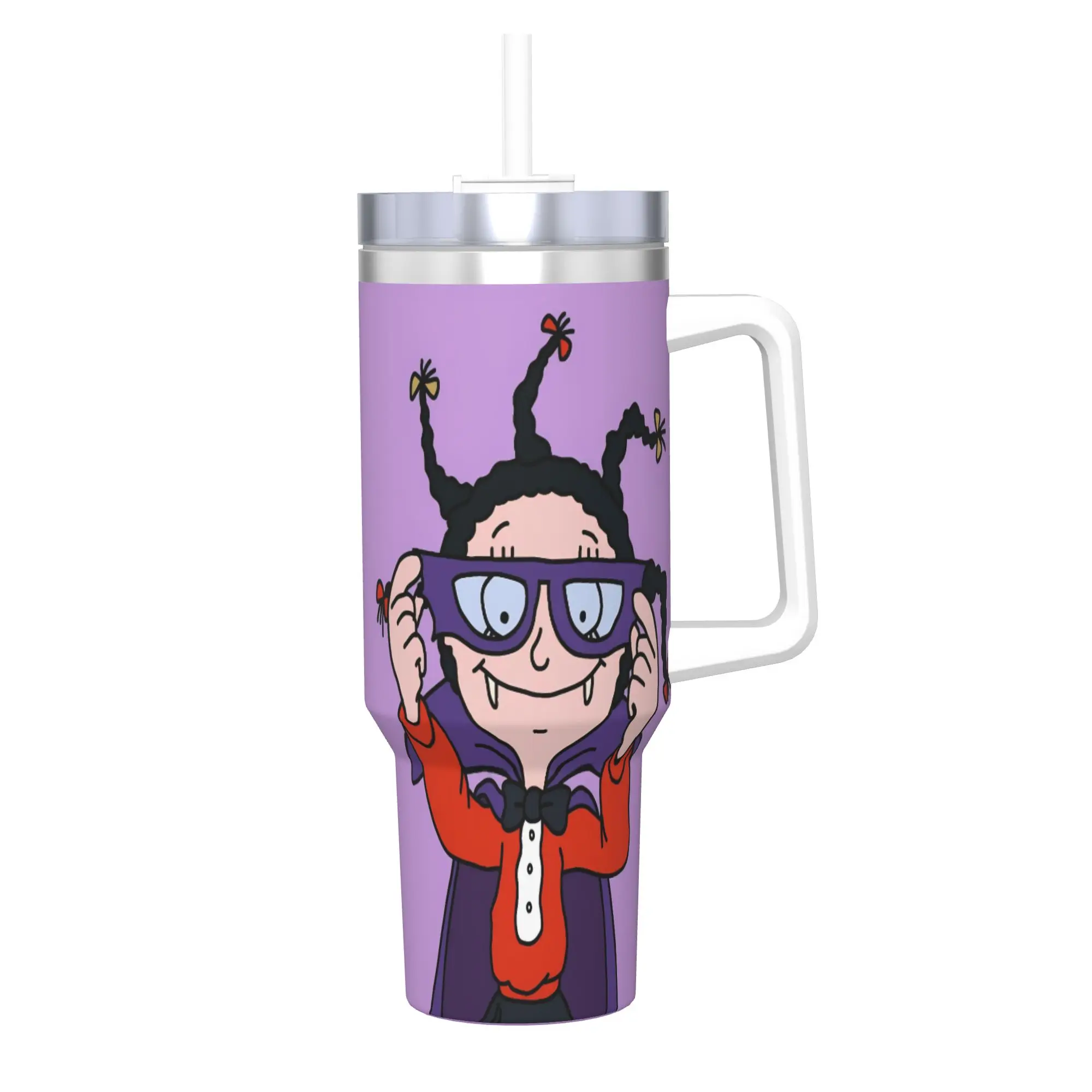 Mona The Vampire Anime Tumbler Vacuum Insulated  Coffee Cups Stainless Steel Office Home Mug Spill Proof 40oz