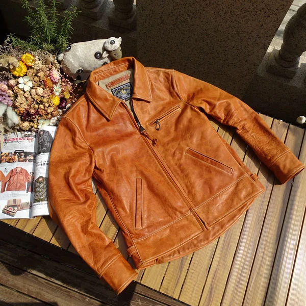 leather 100% genuine fur coat men jacket3 Fold limit 30 pieces[Japanese horsehide: but with whip marks]Tianshen JS02