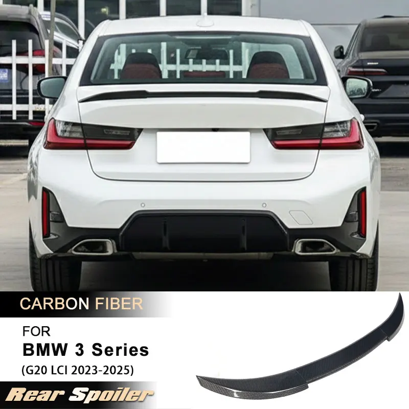

Car Rear Trunk Spoiler Wings for BMW 3 Series G20 LCI 2023-2025 Racing Rear Spoiler Boot Wing Lip Body Kit Full Carbon Fiber
