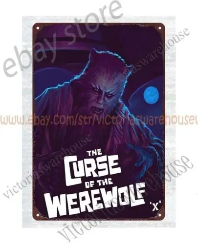 reproduction wall The Curse of the Werewolf horror movie poster metal tin sign-Aluminum