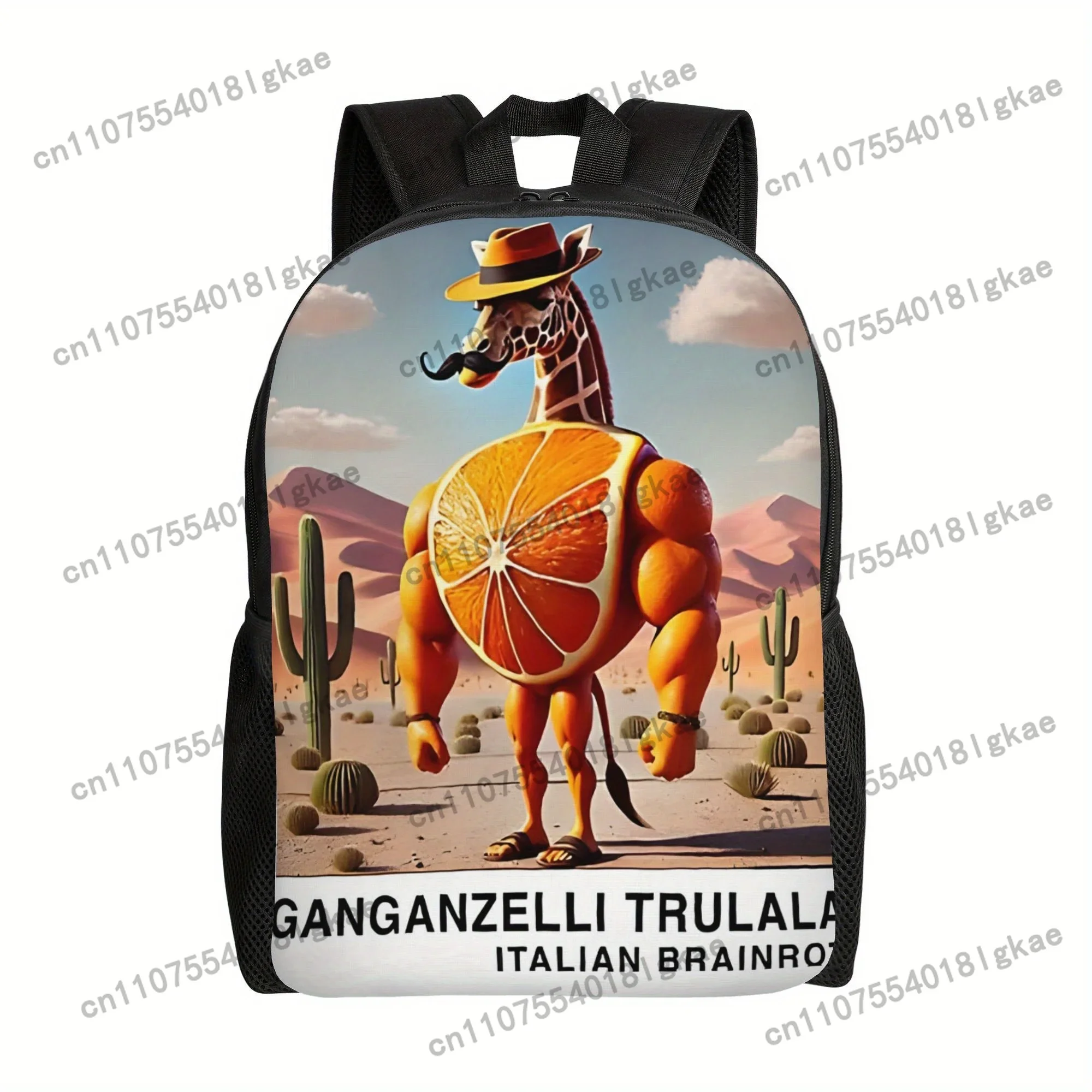 1pc High Street Italian Brainrot Ganganzelli Trulala Rucksack for School - Lightweight, Machine Washable, Zipper Closure, Casual