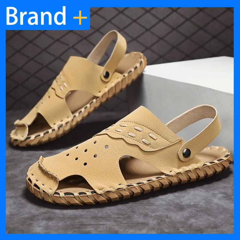 

Mens Sandals New Casual Soft Soled Quick Drying Leather Outdoor Beach Shoes Summer Daily Comfortable Driving Dual-use Slippers