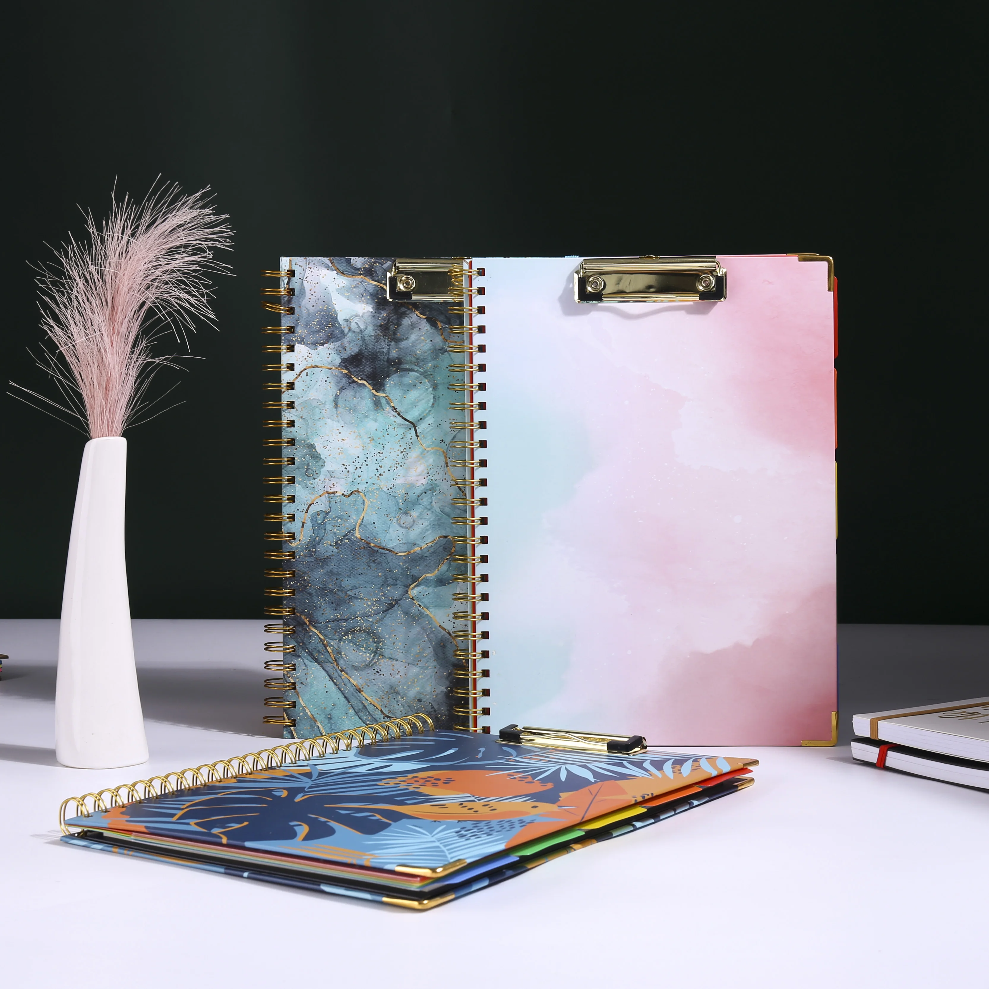 Kisdo Clipboard Folio with Refillable Lined Notepad for Letter Size Memo Pad File Folder Clip Board Spiral Notebook Paper Folder