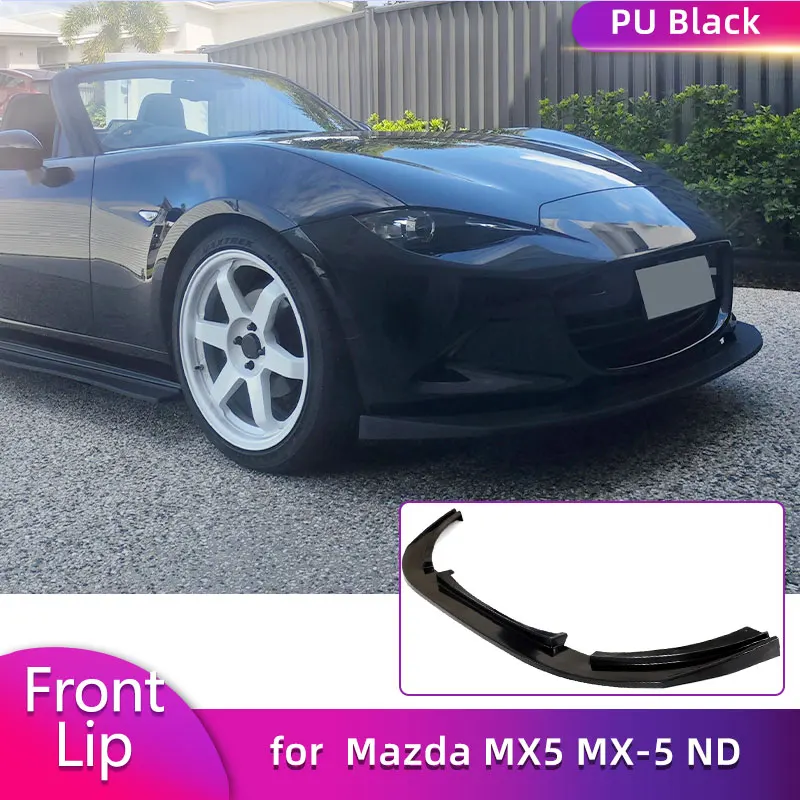 Protector de Parachoques Delantero de PU Negro para Mazda MX5 MX-5 ND 2016-2022, Alerón Delantero, Protector de Labio Inferior, Kit de Carrocería
