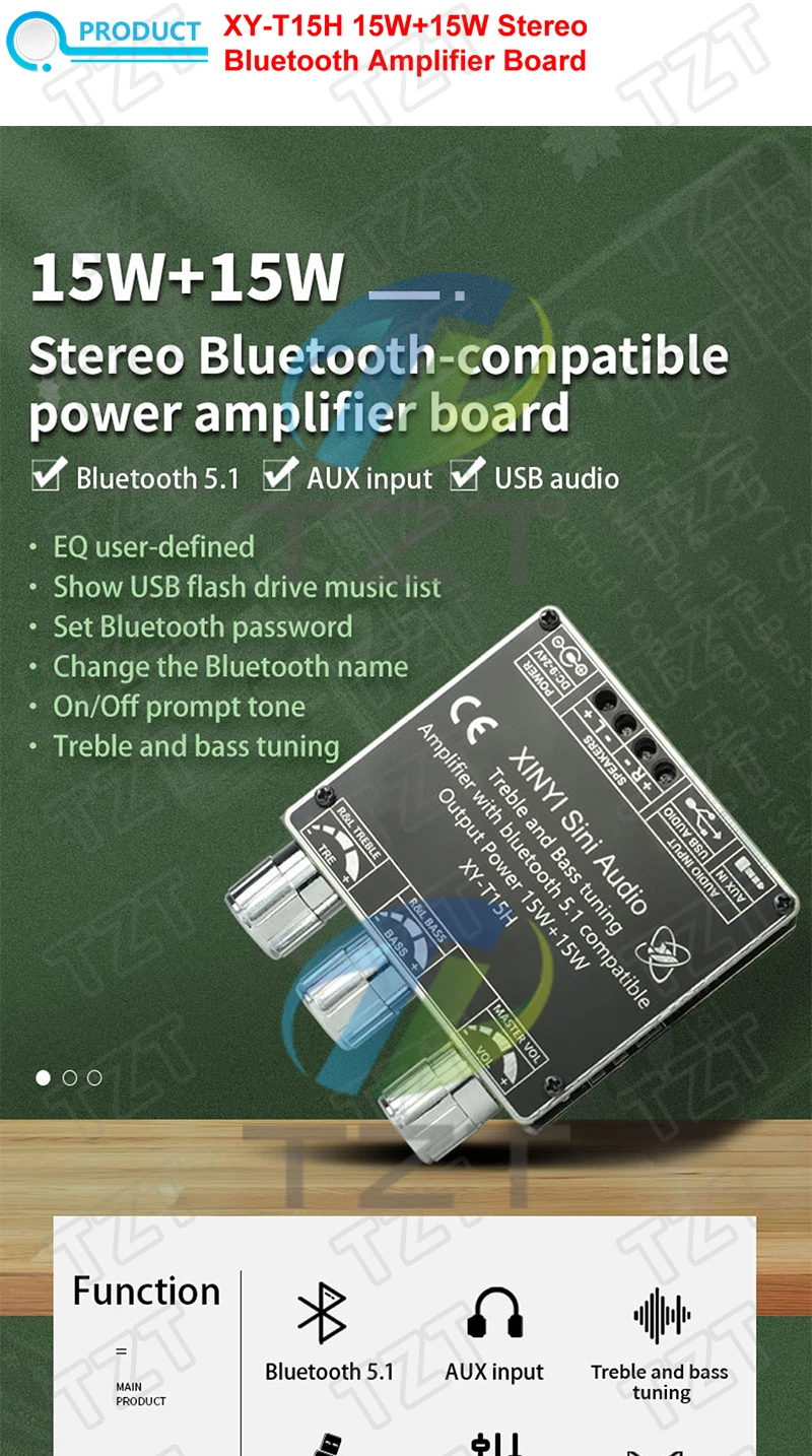 1/2 Stück XY-T15H Bluetooth 5.1 Digitaler Leistungsverstärker-Modul 15W+15W 2.0-Kanal Stereo-Verstärkerplatine für DIY Kabellose Lautsprecher – Detail 1